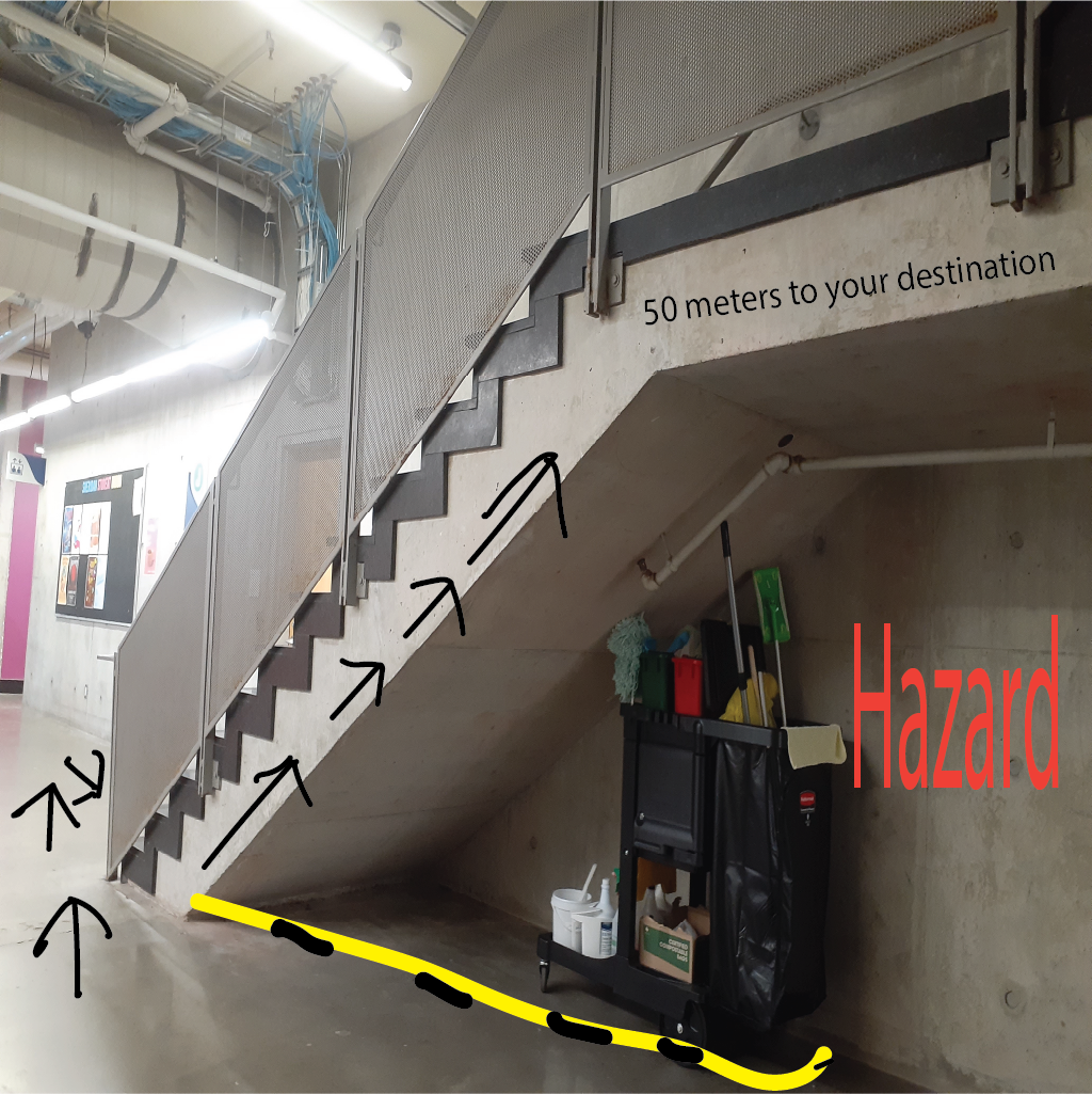 AR showing waypoints and possible hazards