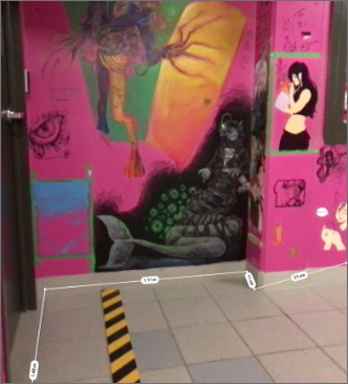 wide shot of the nook at the very end of the hallway